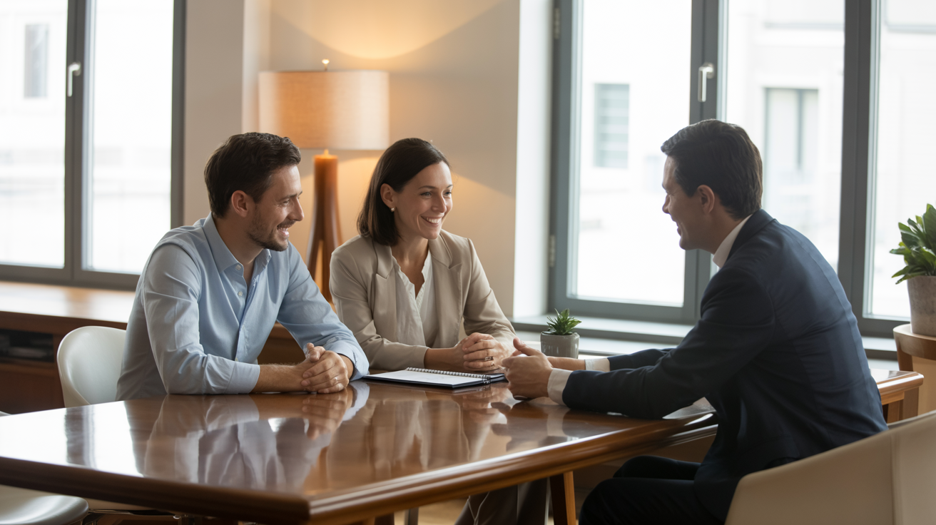 Klidná schůzka v kanceláři u stolu